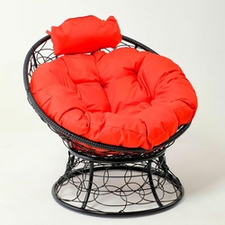 Кресло "Папасан" мини, 80 кг, искусственный ротанг, металл, с красной подушкой, 81х68х77см