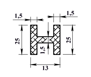 Алюминиевый двутавр 18х13х18х1,5 (1,0м) (Изображение 1)