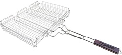 Решетка для барбекю ДОМБАЙ-6/1 410х300 4-уровня нерж.сталь, деревянная ручка