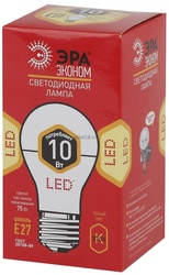 Лампа светодиодная ЭРА LED smd A60-10w-827-E27 ECO т/бел, 700 lm