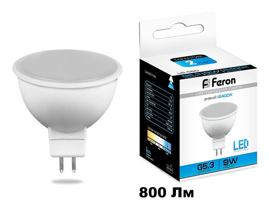 Лампа светодиодная Feron LB-560 G5.3 9W 6400K 800Lm MR16 230V 50*50мм (Изображение 1)