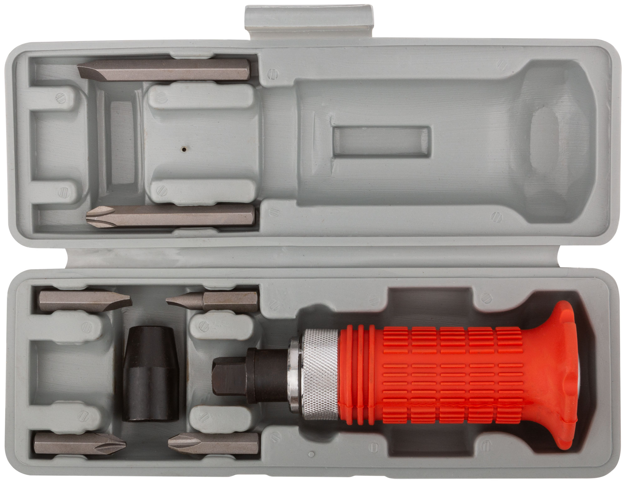 картинка Отвертка ударная, 6 CrV специальных бит, резиновая ручка, в чемоданчике от магазина Евродом