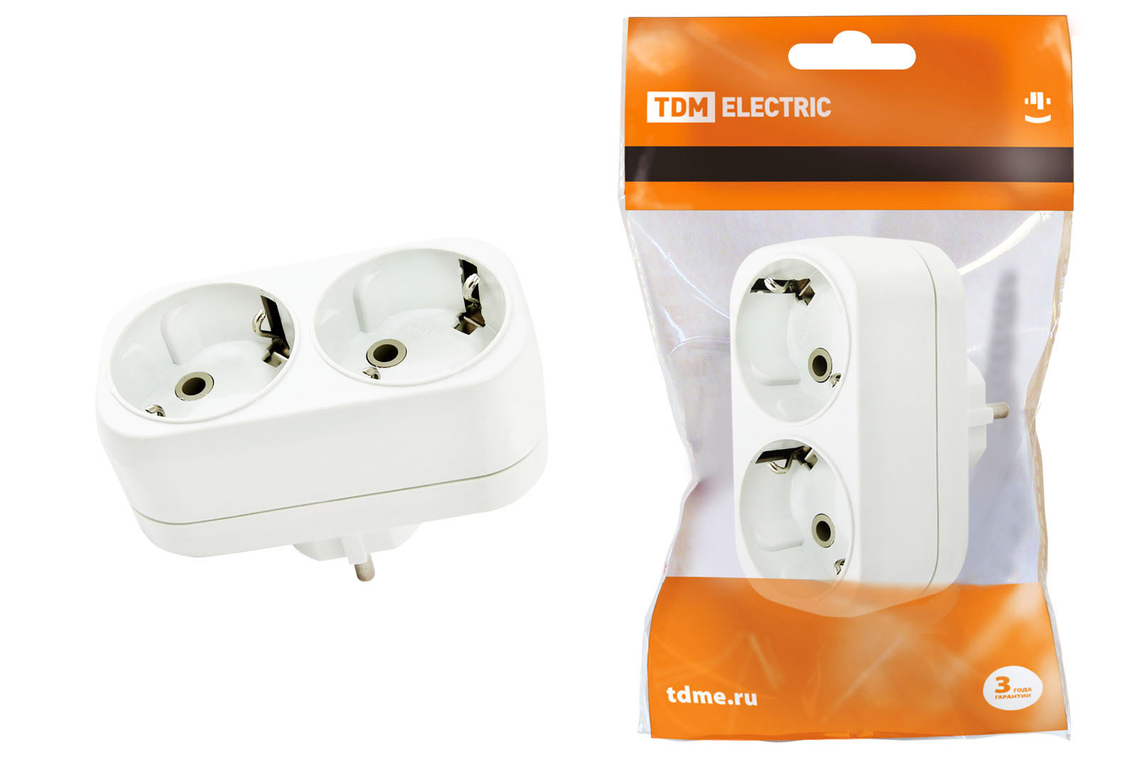 картинка Разветвитель сетевой (двойной) с з/к 16А 250BУниверсал А302 от магазина Евродом