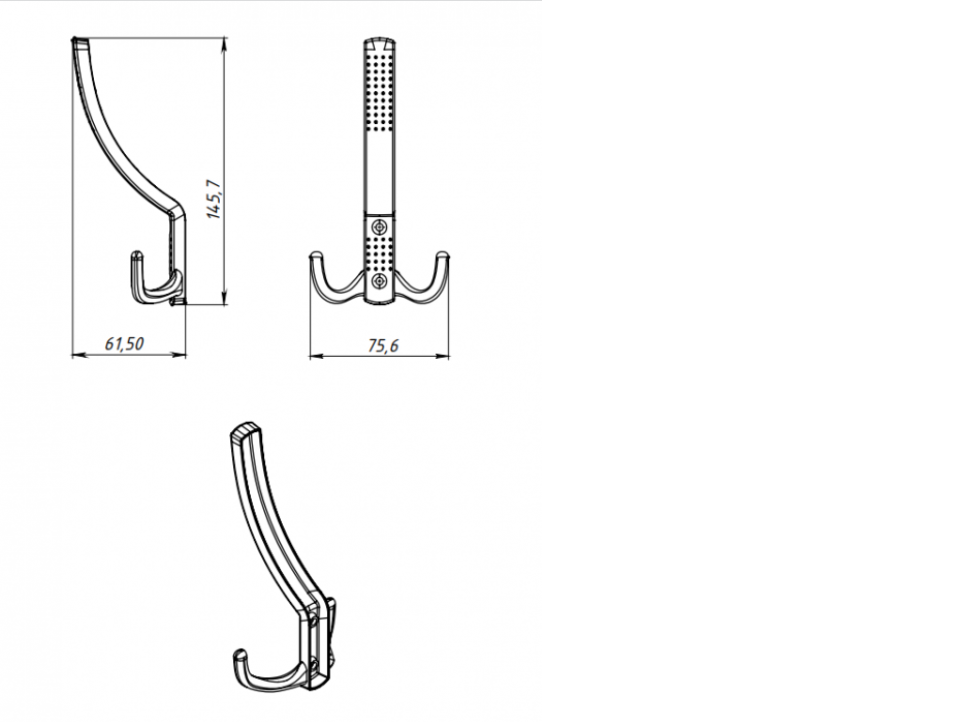 картинка Крючок одеж. 3-х рож. "Люкс" медь от магазина Евродом