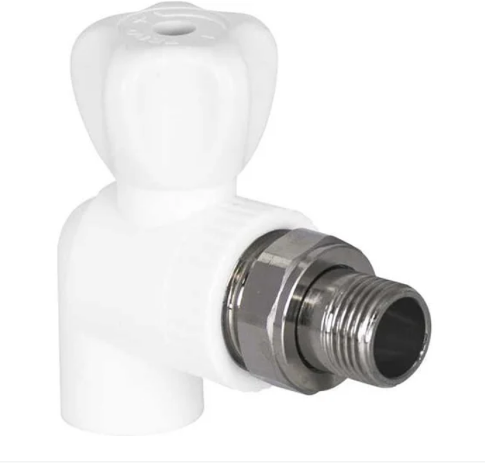 картинка Кран для радиатора угловой PPRC 20х1/2" TEBO Белый от магазина Евродом