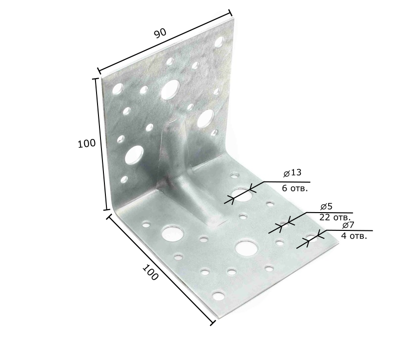 картинка Крепежный уголок 105х105х90х2,0мм KU-105х90 от магазина Евродом