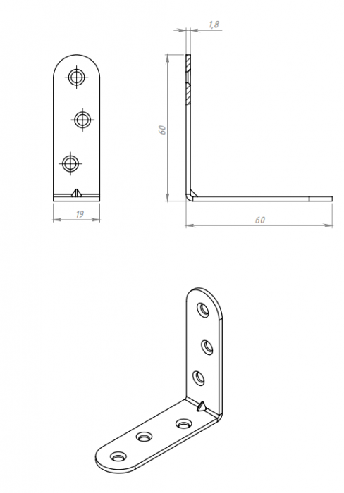 картинка Уголок кронштейн МК 60*60 цинк от магазина Евродом