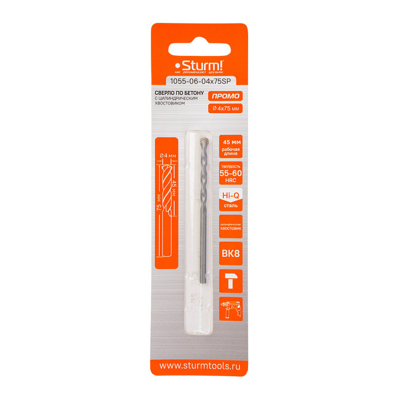 картинка Сверло по бетону 4х75мм Sturm  от магазина Евродом