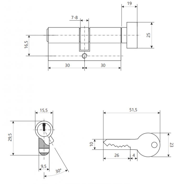 картинка Механизм цилиндровый LL-60-C-NI Avers от магазина Евродом