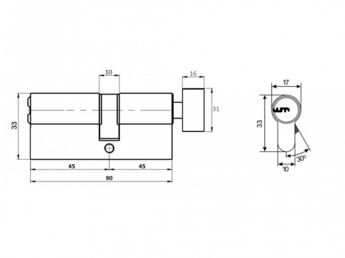 картинка Механизм цилиндровый VETTORE ZN M90 ZC NI (45Т*45) от магазина Евродом