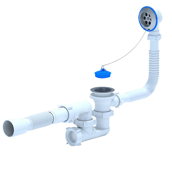 картинка Сифон Варяг для ванны с гибкой трубой 40х50 регулируемый С6255 от магазина Евродом