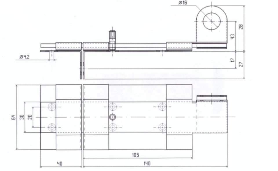 картинка Засов с проуш. накладной (медь) 105мм"Делга" от магазина Евродом