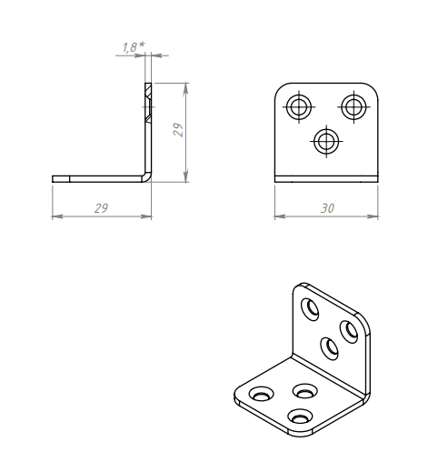 картинка Уголок мебельный 30х30 цинк от магазина Евродом