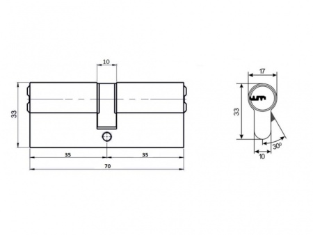 картинка Механизм цилиндровый VETTORE ZN М70 Z G (35*35) от магазина Евродом