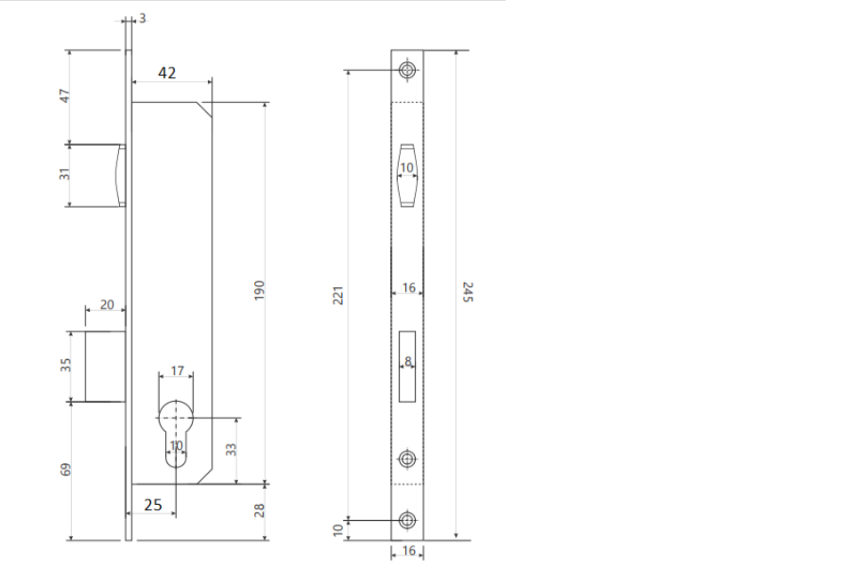 картинка Замок врезной Apecs 7000-25-R-NI от магазина Евродом