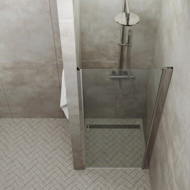 картинка Дверь душевая "Уно" 90х185 см., хром, прозр. от магазина Евродом