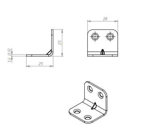 картинка Уголок мебельный 25х25 цинк от магазина Евродом