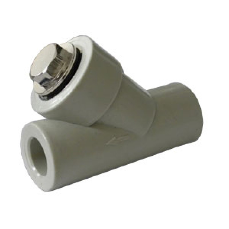 картинка Фильтр косой внутр./внутр. Ø20 PRO AQUA Серый (1П) от магазина Евродом