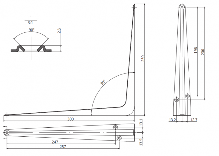 картинка Кронштейн Apecs-1-300*250 белый от магазина Евродом