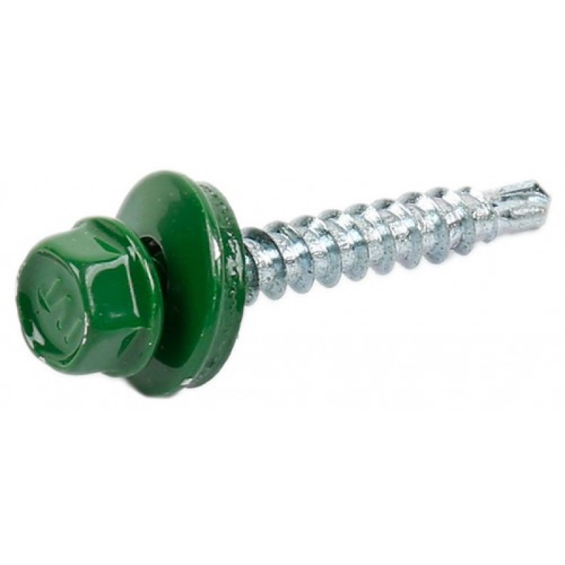 картинка Саморез кров. 4,8х51 RAL-6005 зеленый сверло от магазина Евродом