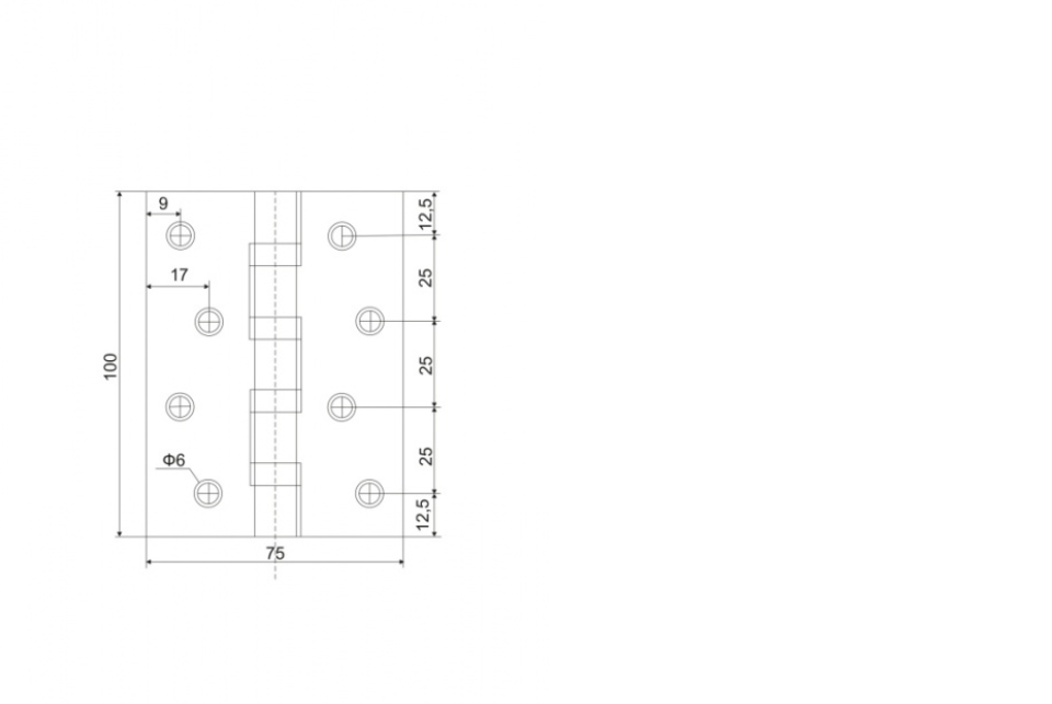 картинка Петля универсальная VETTORE 100х75х2,5мм 4BB GR (Графит) от магазина Евродом