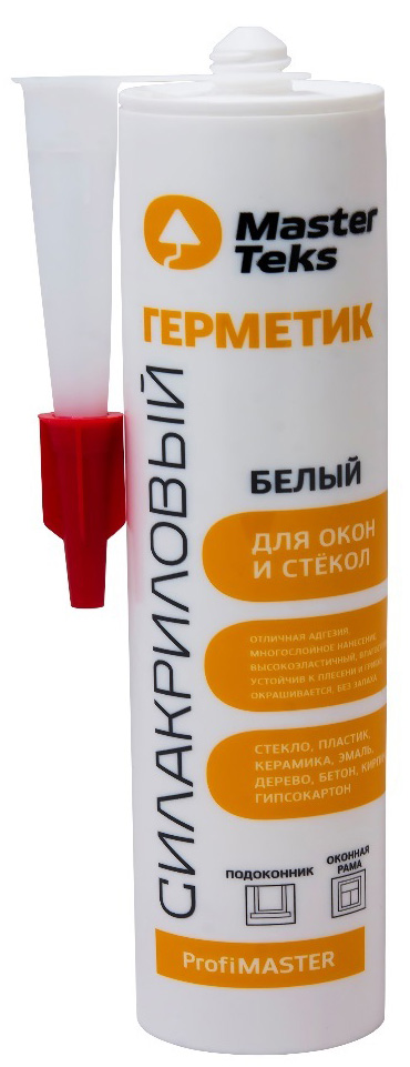 картинка Герметик MasterTeks ProfiMaster силакриловый для окон и стекол, 290мл белый от магазина Евродом