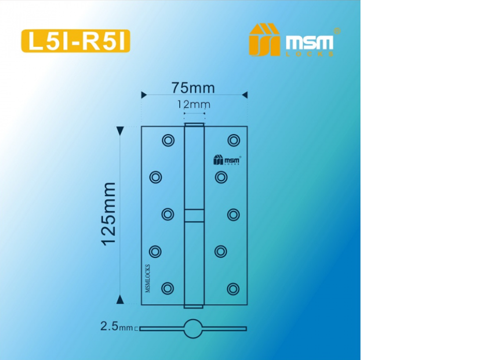 картинка Петля МСМ 5"*3"*2,5мм SВ золото мат. (правая) от магазина Евродом