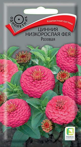 картинка Цинния низкорослая Фея розовая 0,1 г П семена от магазина Евродом