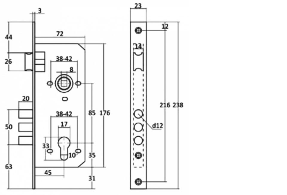 картинка Замок врезной VETTORE 2001 CP (хром) от магазина Евродом