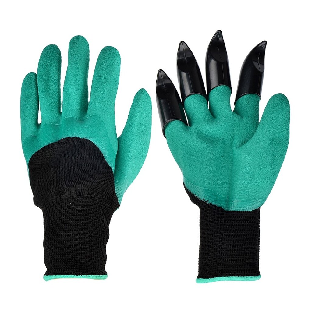 картинка Перчатки садовые, нейлон, универсальный размер, с пластиковыми когтями, Inbloom от магазина Евродом