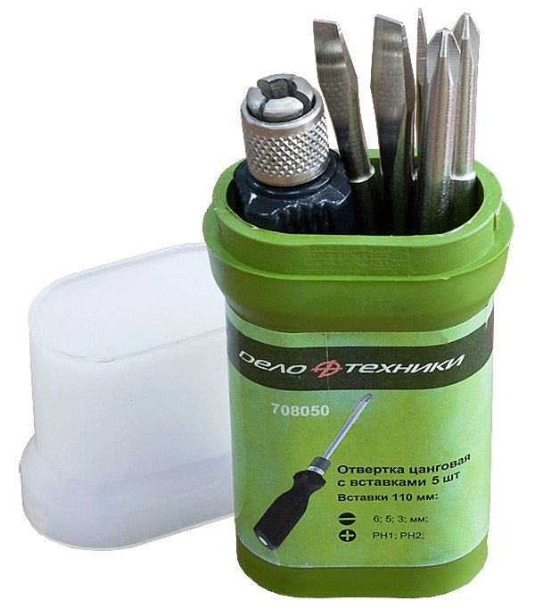 картинка Отвертка цанговая с вставками 5 шт 110 мм от магазина Евродом