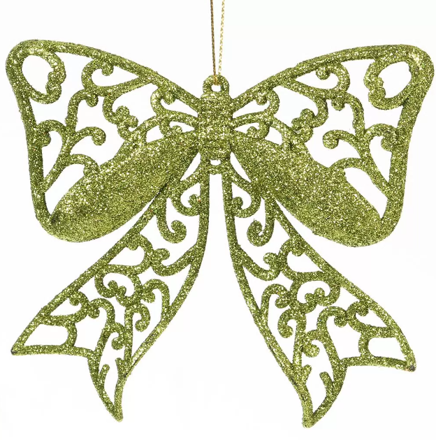 картинка Ёлочное украшение Бантики, 2 шт, золотое, 11х9.5 см от магазина Евродом