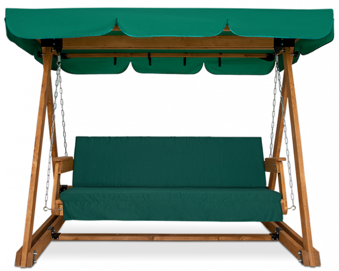 картинка Качели садовые деревянные ИЗБУШКА макс. нагрузка 300 кг (зеленые)  от магазина Евродом