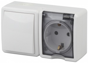 картинка Блок розетка+выключатель 16A белый ЭРА 11-7401-01 от магазина Евродом