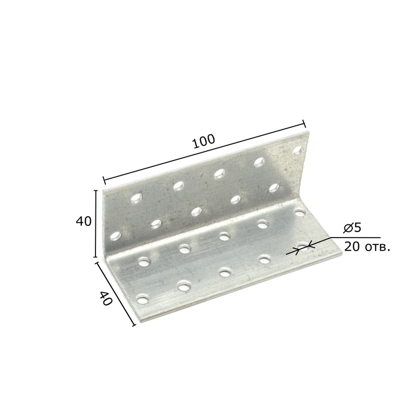 картинка Крепежный уголок равносторонний 40х40х100х2,0мм KUR-40х100 от магазина Евродом
