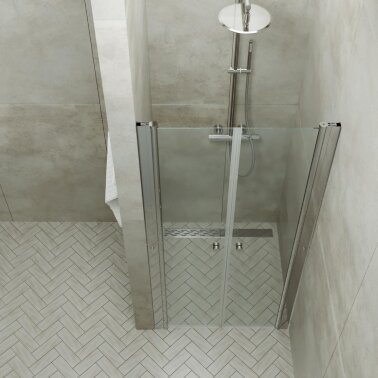 картинка Дверь душевая "Дабл" 100х185 см, хром, прозр. от магазина Евродом