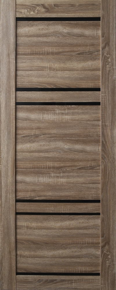 картинка Дверь S16 ПВХ Дуб Сонома стекло черное ДПО 80 от магазина Евродом