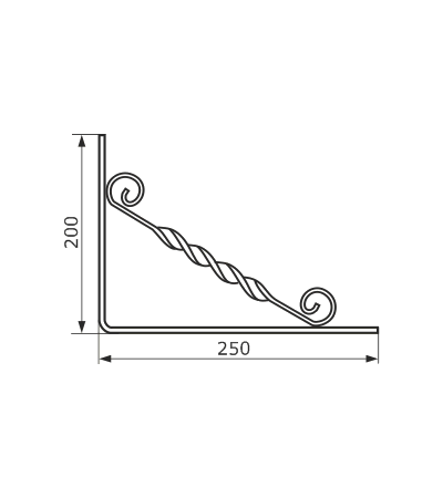 картинка Кронштейн фигурный 250*200 мод2 (черный) от магазина Евродом