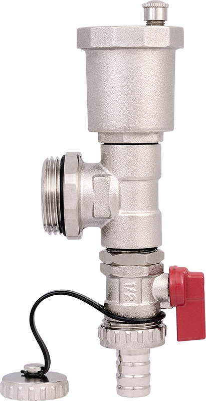 картинка Тройник коллекторный с краном и воздухоотводчиком (пара) от магазина Евродом