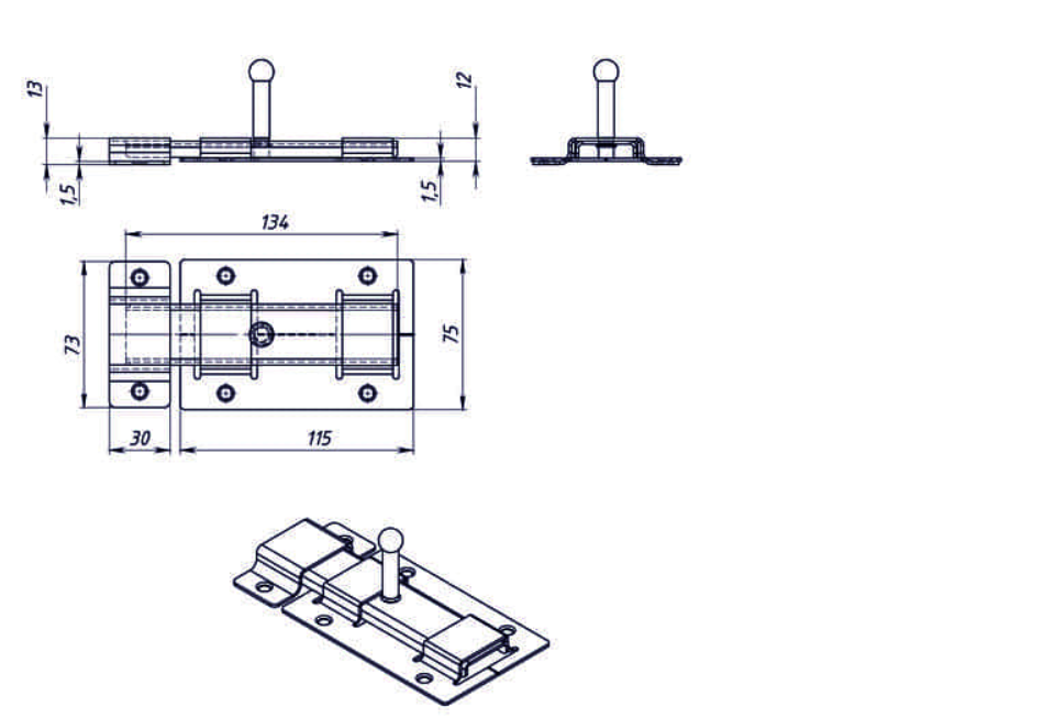 картинка Задвижка дверн. ЗД-02 сер. г. Киров от магазина Евродом