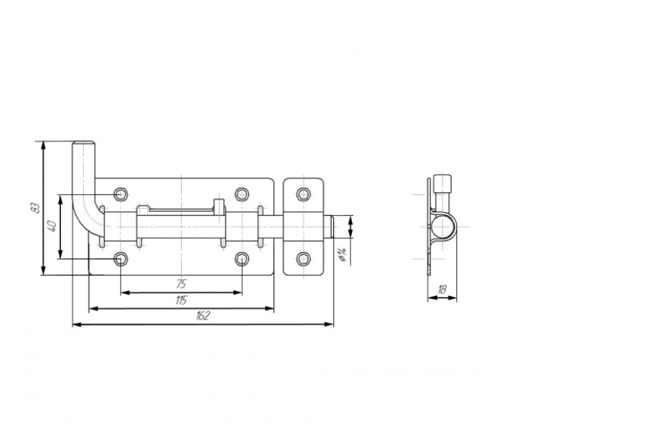 картинка Задвижка дверн. ЗД-03 бронза секрет г. Киров от магазина Евродом