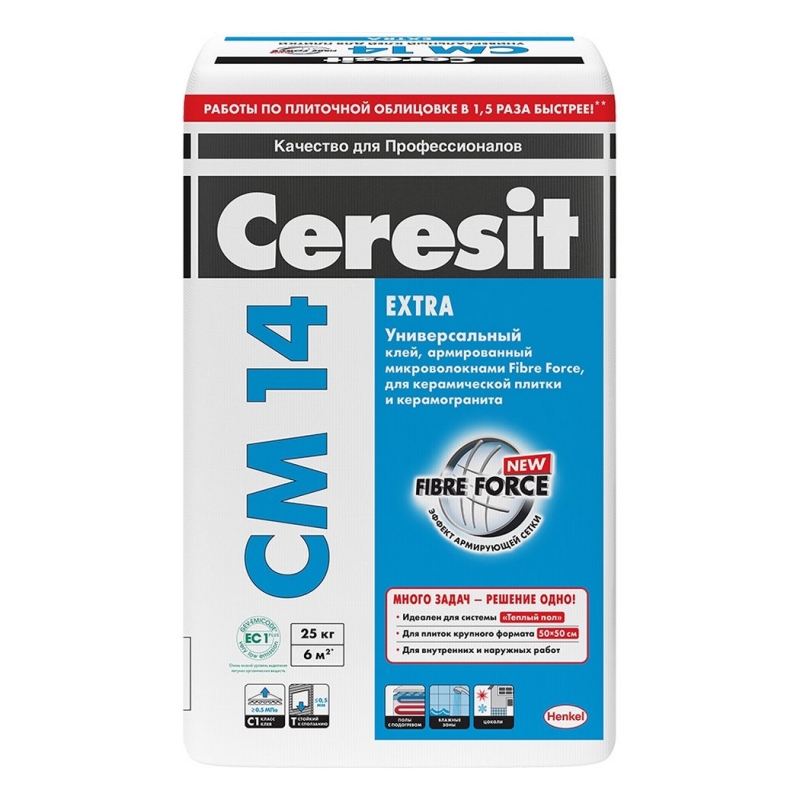 картинка Клей для плитки ЦЕРЕЗИТ CM14/25 EXTRA 25 кг от магазина Евродом