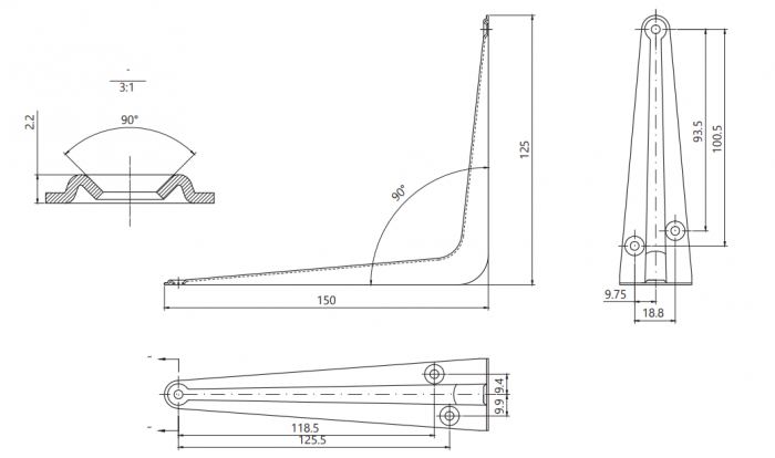 картинка Кронштейн Apecs-1-150*125 белый от магазина Евродом