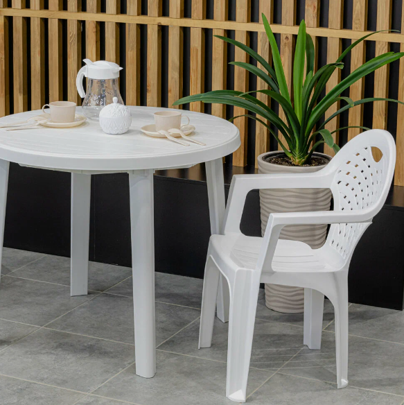 картинка Кресло пластмассовое белое (585х540х800) 106 кг от магазина Евродом