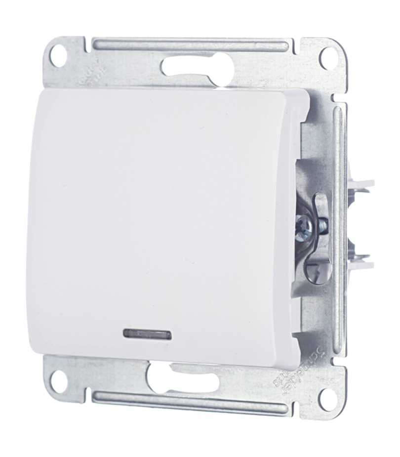 картинка Выключатель Glossa 1-кл. механизм белый с индикацией Schneider-Electric от магазина Евродом