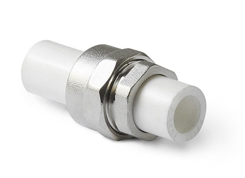 картинка ПП Соединение разъемное ниппельное, полипропилен, d32 мм, белое, РосТурПласт от магазина Евродом