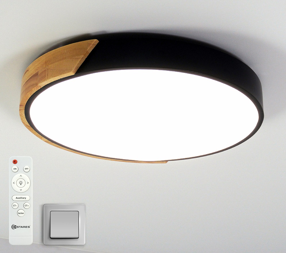 картинка 5358 Светильник потолочный SOLEIN wood 50W Black/Wood/White от магазина Евродом