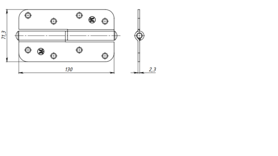 картинка Петля ПН-130 лев. ц. ж. (анод.) от магазина Евродом