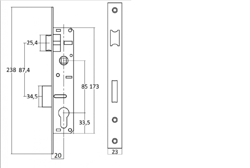 картинка Замок врезной узкопрофильный под цилиндр FERRE 153-20 от магазина Евродом
