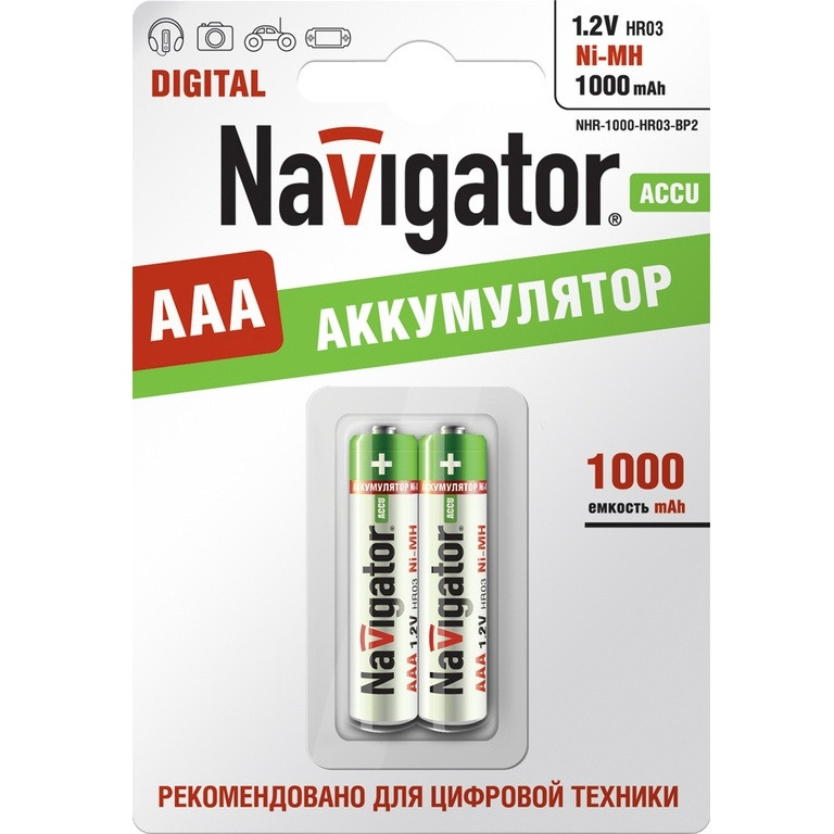 картинка Аккумулятор Navigator NHR-1000-HR03-BP2  от магазина Евродом